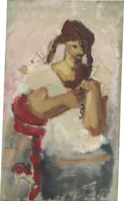 [Woman braiding her hair]