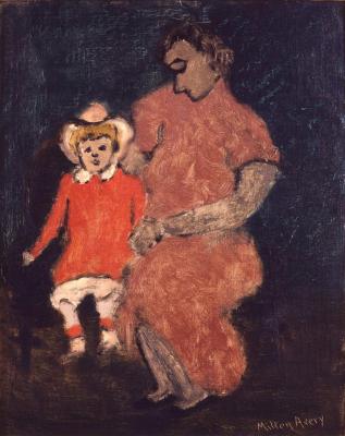 [Woman and child on sofa]