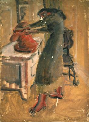 [Two women with sculpture]