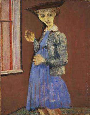 [Standing woman wearing hat]