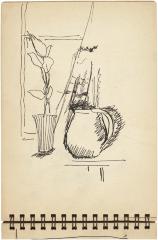 [Still life with plant in vase and pitcher] Gyral Sketch Book 1, page 34