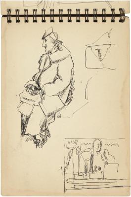 [Seated woman / still life with statues] Gyral Sketch Book 2, page 9