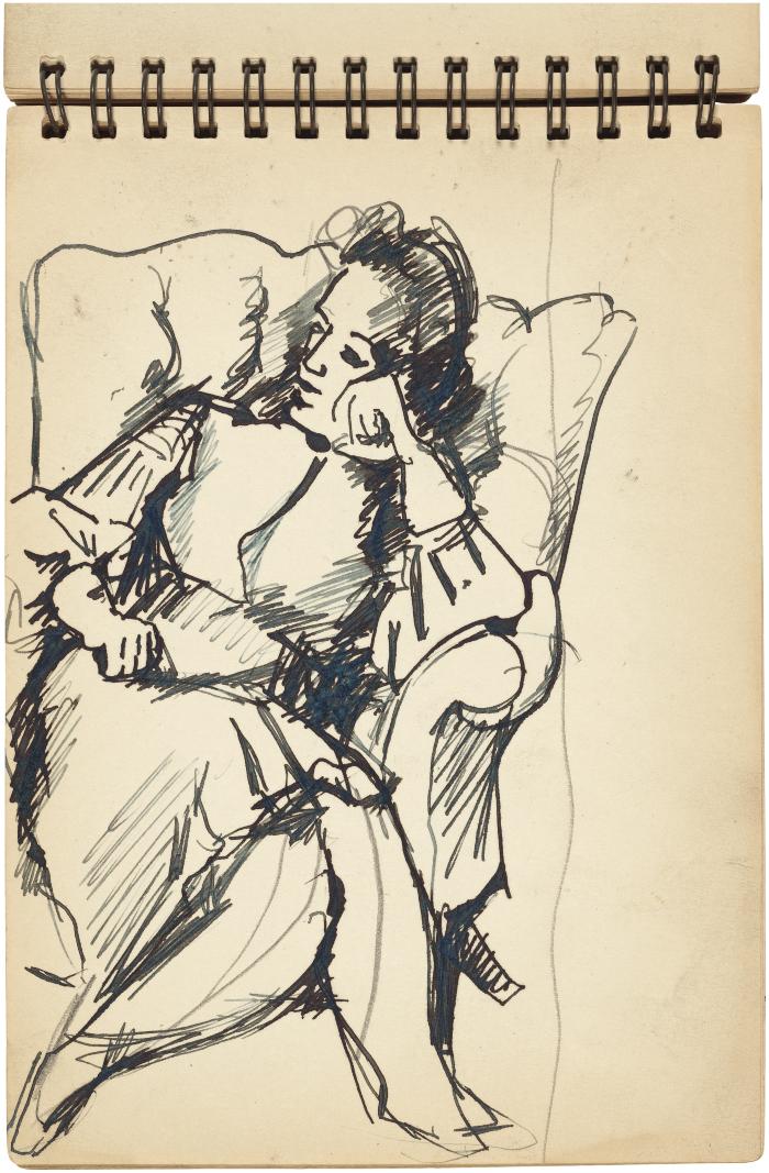 [Woman in armchair] Gyral Sketch Book 1, page 24