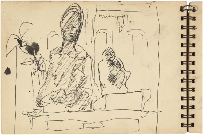 [Still life with statues] Gyral Sketch Book 2, page 38