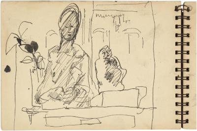 [Still life with statues] Gyral Sketch Book 2, page 38