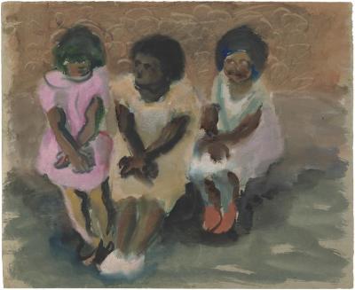 [Three seated females]