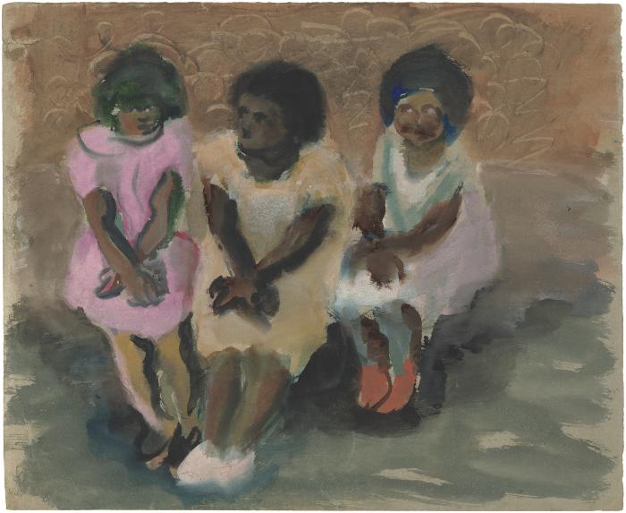 [Three seated females]