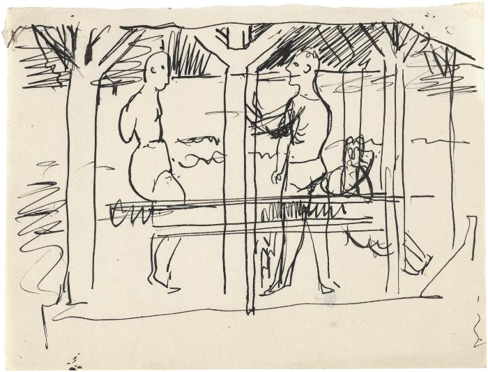 [Figures in a pavilion]