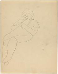 [Seated woman knitting]