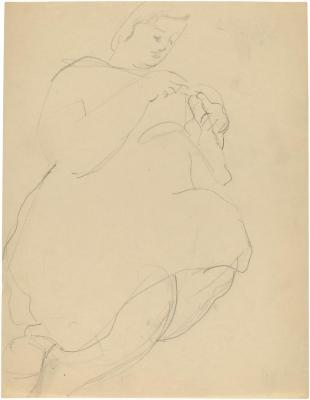 [Seated woman knitting]