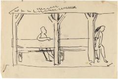 [Figures in a pavilion]