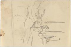 [Female nude by table]