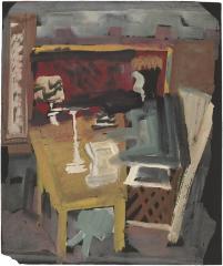 [Seated figure at desk]