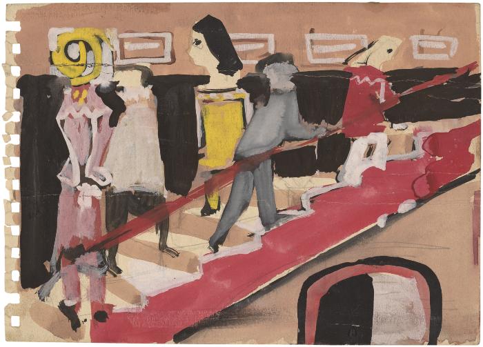 [Figures on staircase]