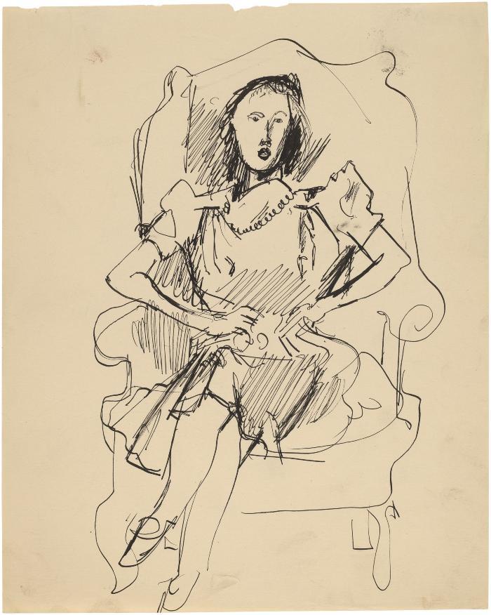 [Woman in armchair]