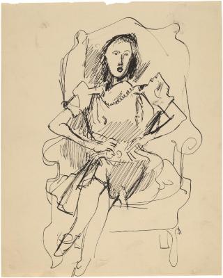 [Woman in armchair]