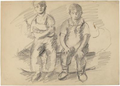 [Two seated boys]