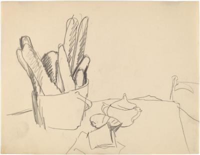 [Still life with bread basket and sugar bowl]