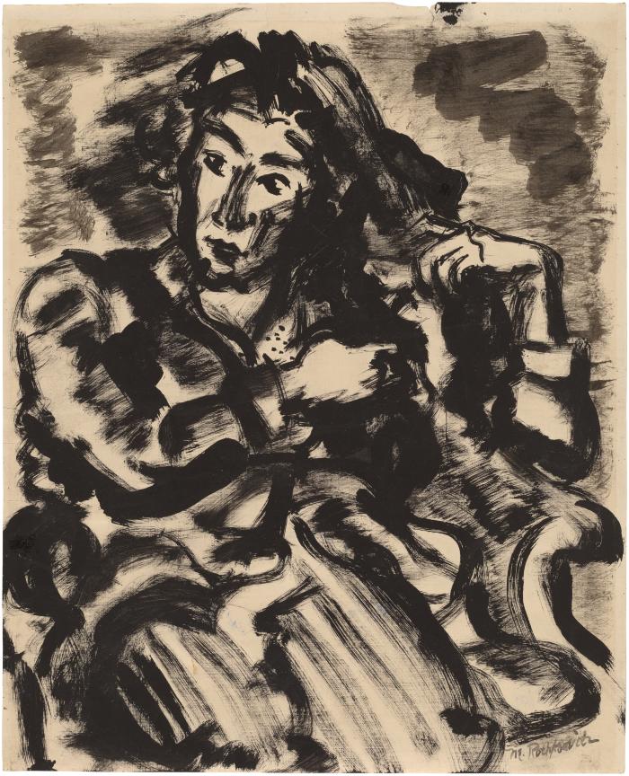 [Woman combing her hair]