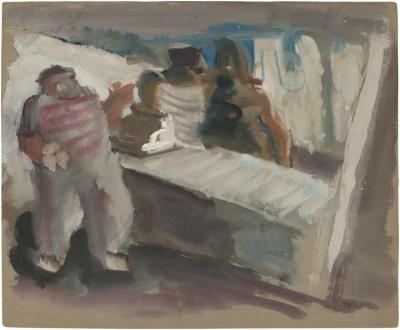 [Figures in ice cream parlor]