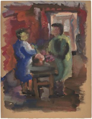 [Two women with sculpture]