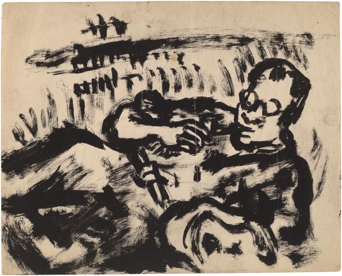 [Reclining man with pipe]