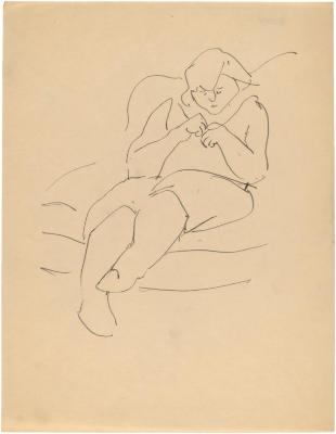 [Seated woman knitting]
