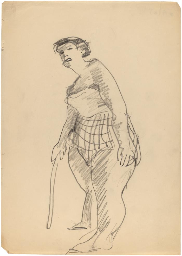 [Standing woman with cane]