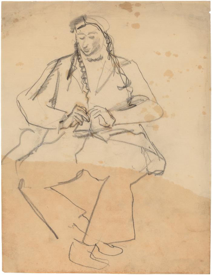 [Seated woman with braids]