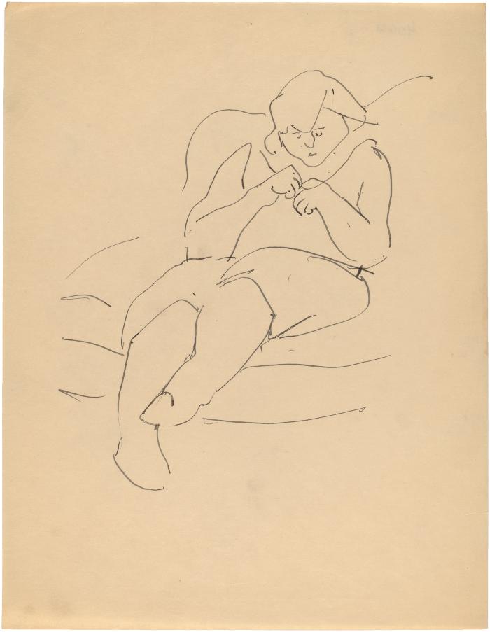 [Seated woman knitting]
