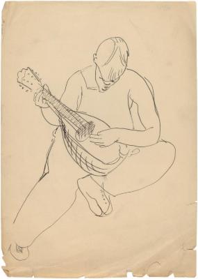 [Seated boy with mandolin]