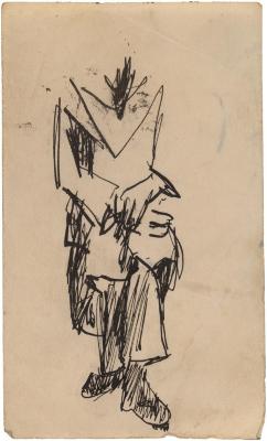 [Seated figure]