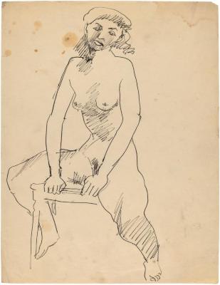 [Seated female nude]