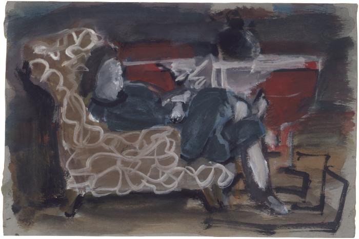 [Woman in armchair]