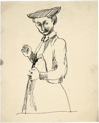 [Standing woman wearing hat]