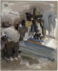 [Figures in ice cream parlor]