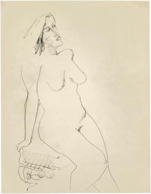 Female nude in chair]