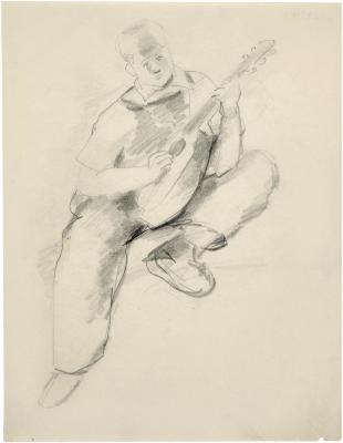 [Seated boy with mandolin]