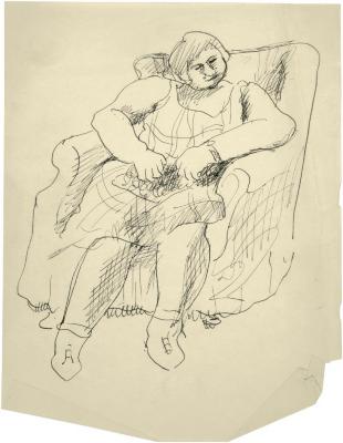 [Woman in armchair]