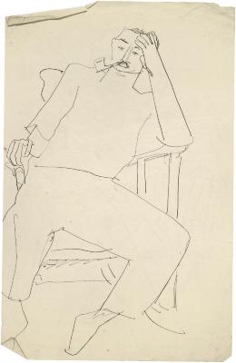 [Man with pipe in rocking chair]