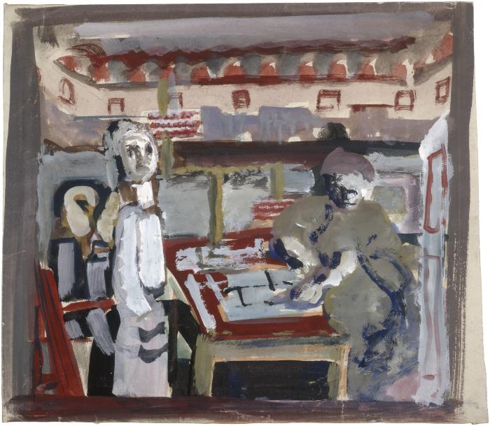 [Interior with figures]