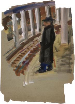 [Man on train platform]