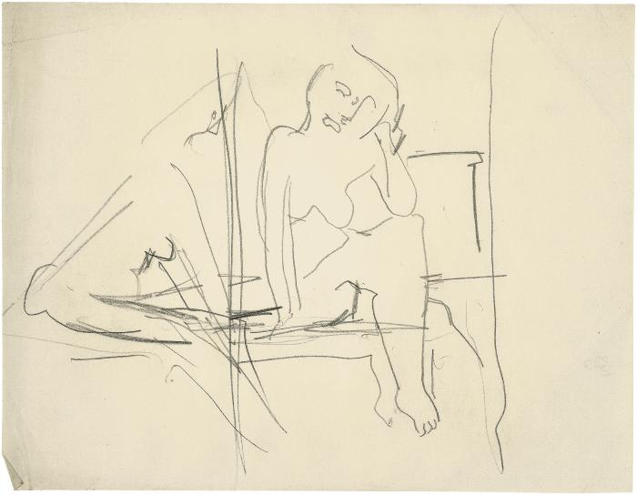 [Two seated female nudes]