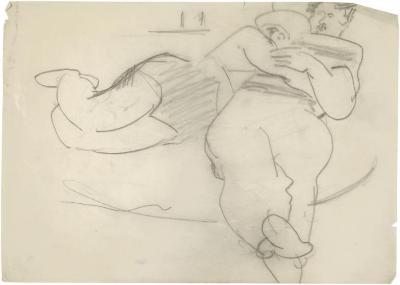 [Reclining man and woman embracing]