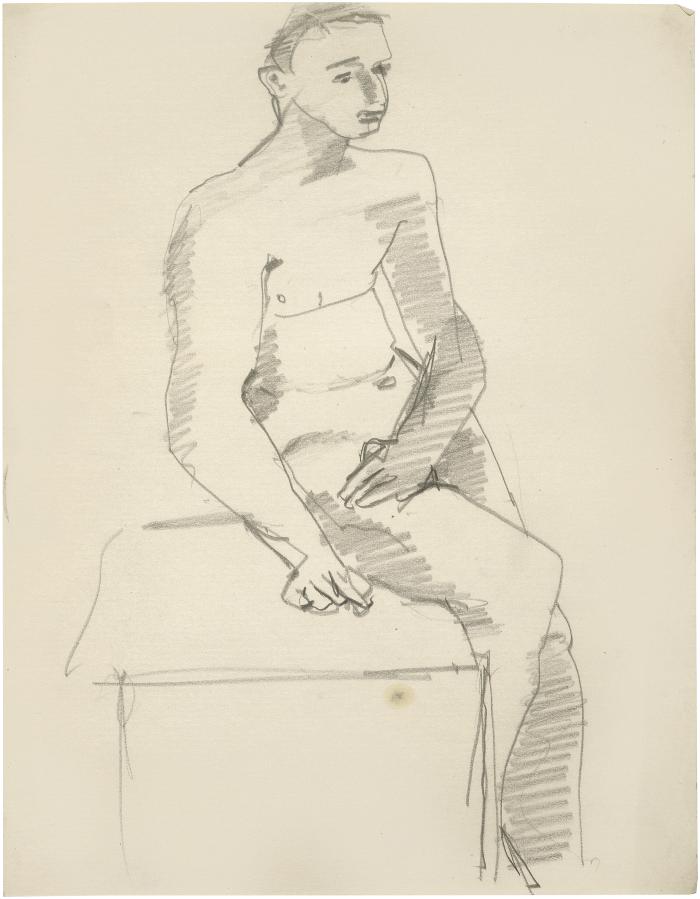 [Seated male nude]