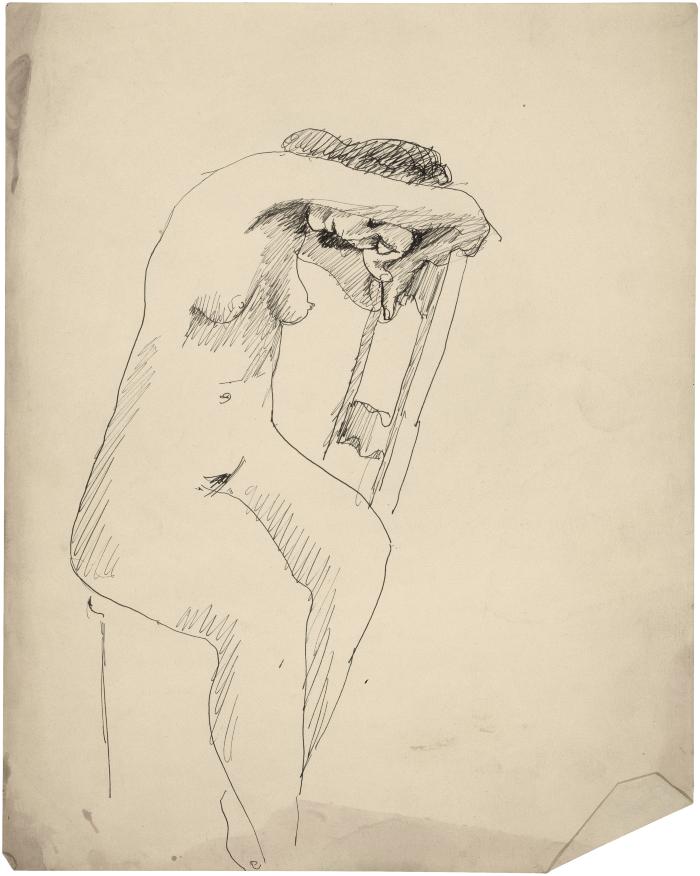[Female nude in chair]