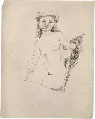 [Female nude in chair]