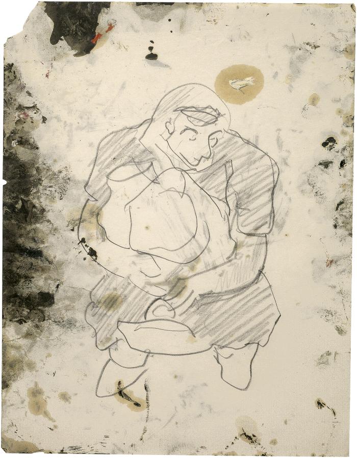 [Woman holding bundle]