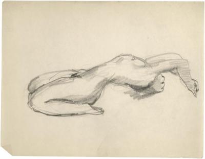 [Kneeling female nude bending backwards]