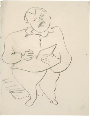 [Standing man drawing]